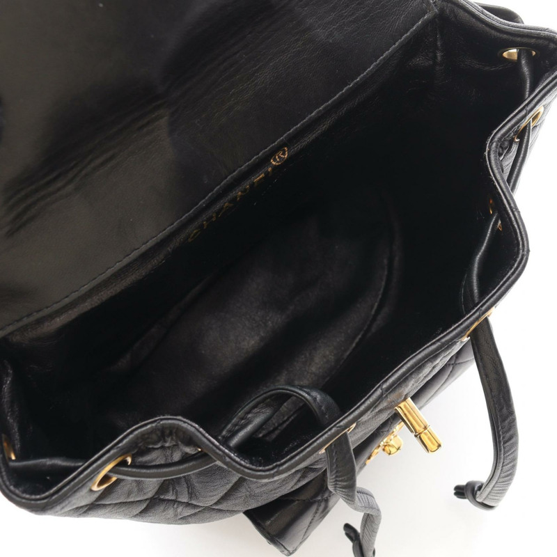 香奈兒 (CHANEL) 絎縫雙肩包，羊皮材質，黑色，二手，女款，金色五金-2