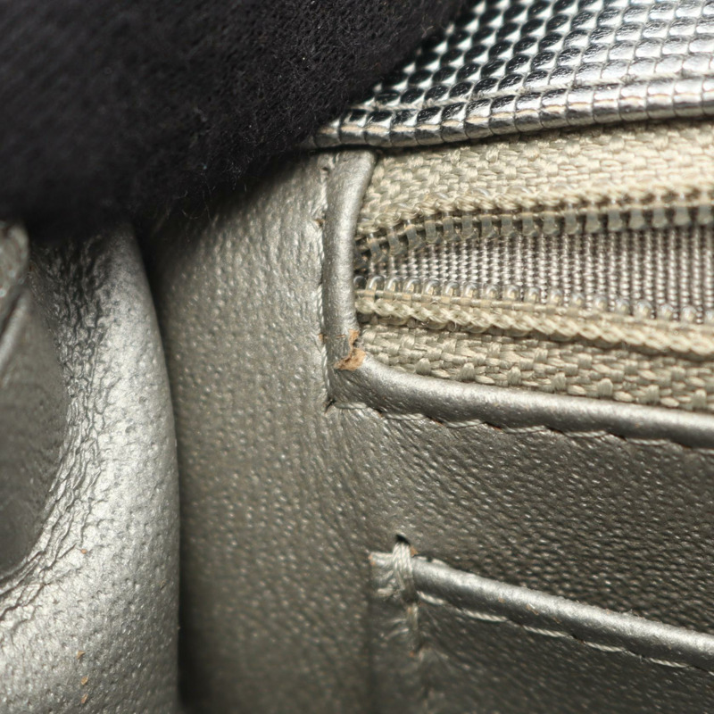 香奈兒迷你絎縫20鏈條肩背斜背包 A69900 皮革 銀色 二手-5