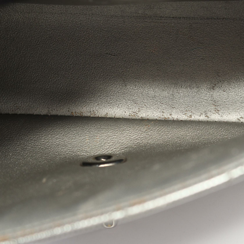 香奈兒迷你絎縫20鏈條肩背斜背包 A69900 皮革 銀色 二手-6