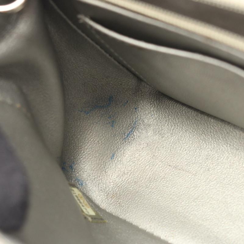 香奈兒迷你絎縫20鏈條肩背斜背包 A69900 皮革 銀色 二手-7