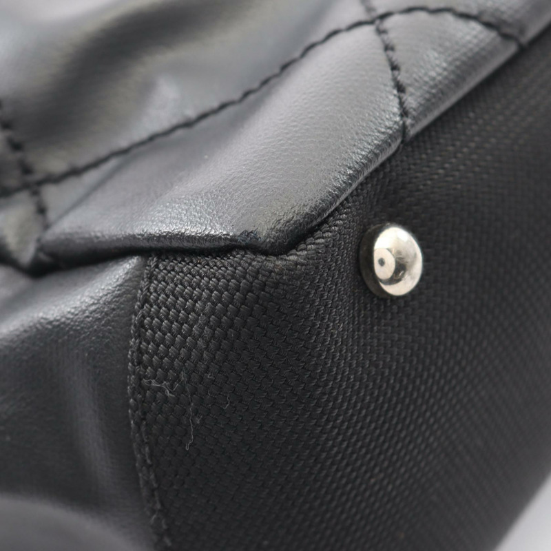 香奈兒 (CHANEL) Paris Biarritz PM 單肩手提包，帆布皮革，黑色，SHW，二手 CC-7