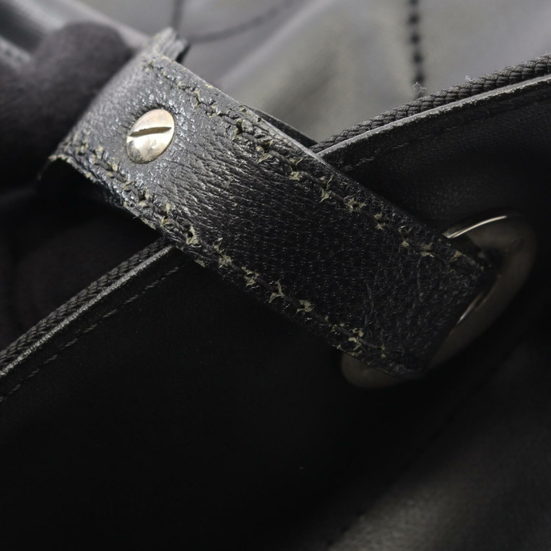 香奈兒 (CHANEL) Paris Biarritz PM 單肩手提包，帆布皮革，黑色，SHW，二手 CC-10