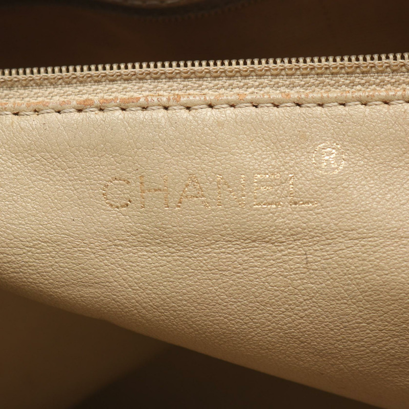 香奈兒 (CHANEL) 絎縫手提鏈條肩背包，小牛皮材質，米色，二手，金色五金，女士款-3