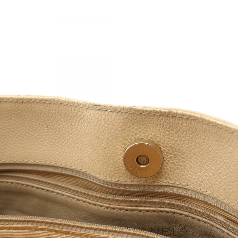 香奈兒 (CHANEL) 絎縫手提鏈條肩背包，小牛皮材質，米色，二手，金色五金，女士款-8