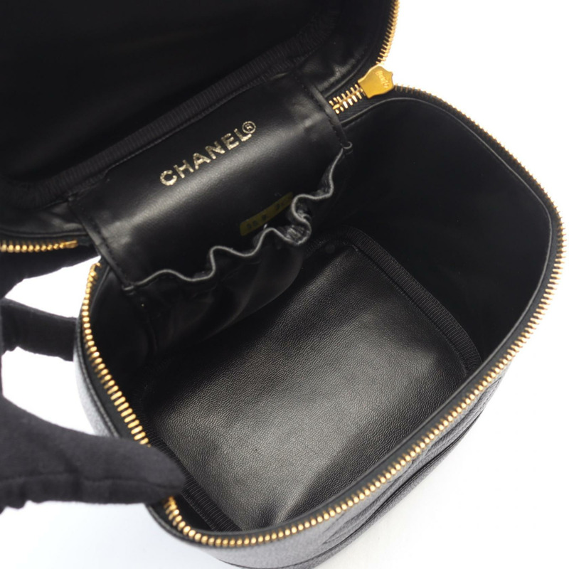 香奈兒 COCO 標誌手提包，粒面小牛皮，黑色，金色五金，二手，女士 CC-2