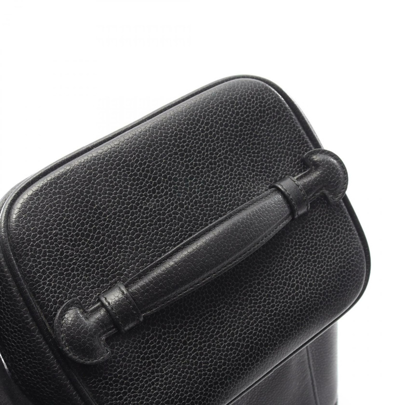 香奈兒 COCO 標誌手提包，粒面小牛皮，黑色，金色五金，二手，女士 CC-8