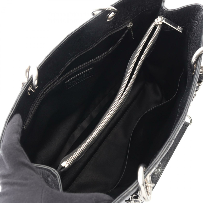 香奈兒 (CHANEL) Matelasse Grand Shopping GST 鏈條肩背包，黑色皮革，二手-2