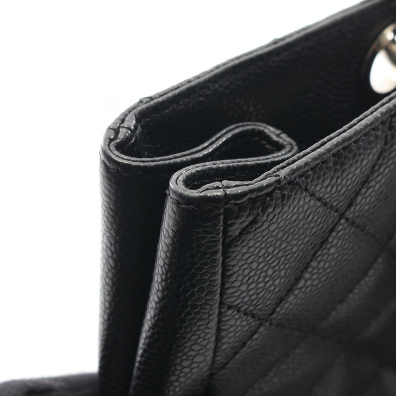 香奈兒 (CHANEL) Matelasse Grand Shopping GST 鏈條肩背包，黑色皮革，二手-7