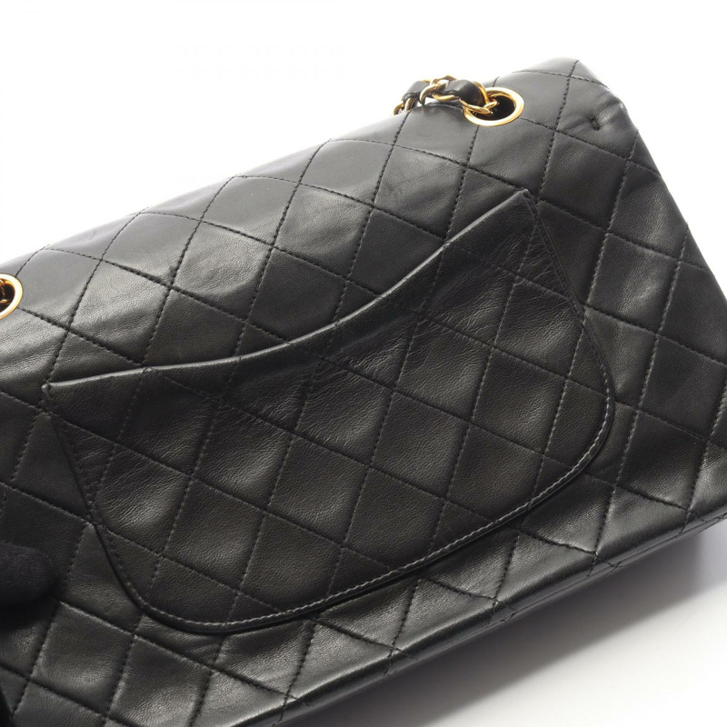 香奈兒 (CHANEL) Matelasse W 翻蓋鏈條單背包，羊皮材質，黑色，金色五金，二手-8