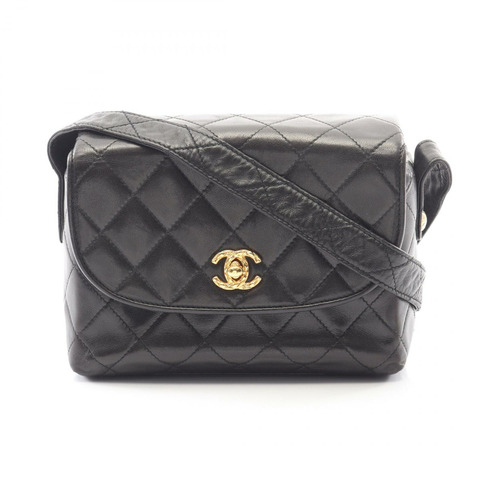 香奈兒 (CHANEL) Matelasse 羊皮肩斜背包 黑色 GHW 二手 女士 CC