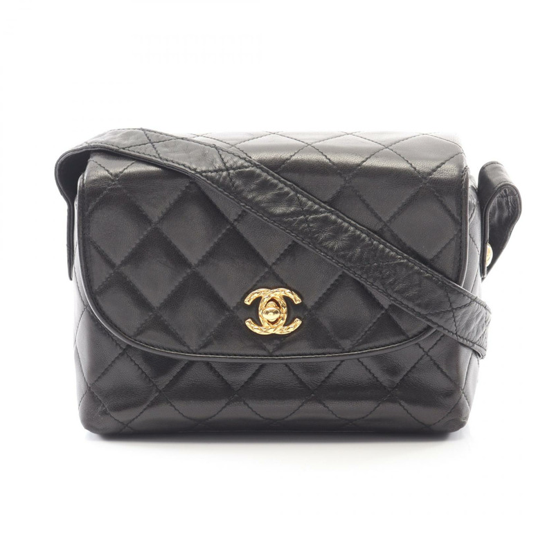 香奈兒 (CHANEL) Matelasse 羊皮肩斜背包 黑色 GHW 二手 女士 CC-0
