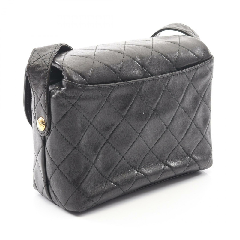 香奈兒 (CHANEL) Matelasse 羊皮肩斜背包 黑色 GHW 二手 女士 CC-1