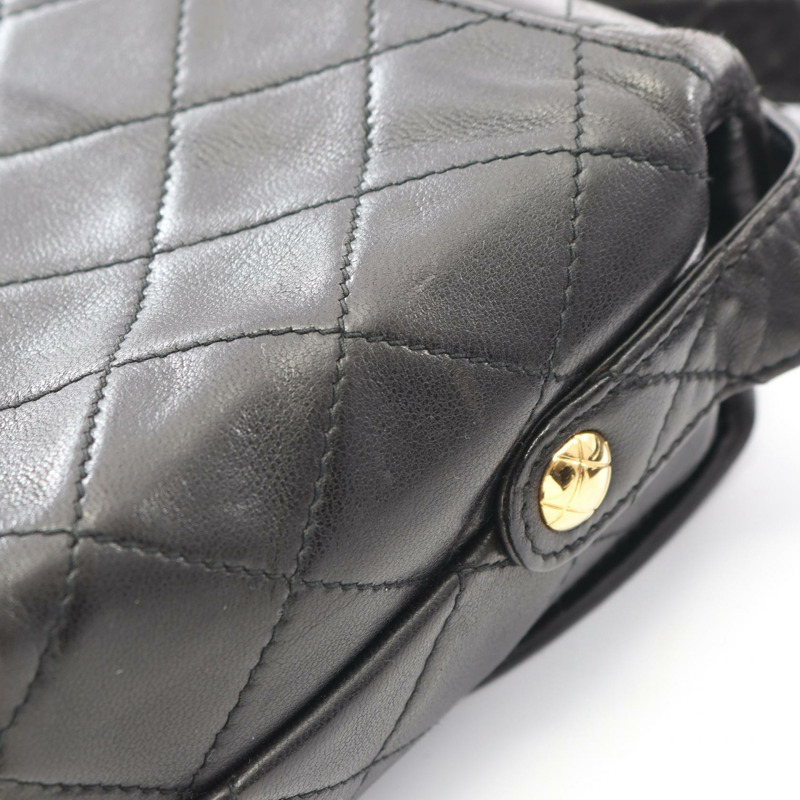 香奈兒 (CHANEL) Matelasse 羊皮肩斜背包 黑色 GHW 二手 女士 CC-10