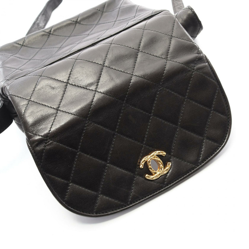 香奈兒 (CHANEL) Matelasse 羊皮肩斜背包 黑色 GHW 二手 女士 CC-11