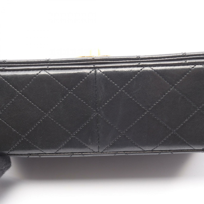 香奈兒 (CHANEL) Matelasse 全翻蓋鏈條單肩斜背包，羊皮黑色，二手 CC-11