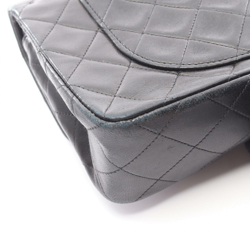 香奈兒 (CHANEL) Matelasse W 翻蓋鏈條單肩包，羊皮材質，黑色，二手，女士，金色五金，COCO-8