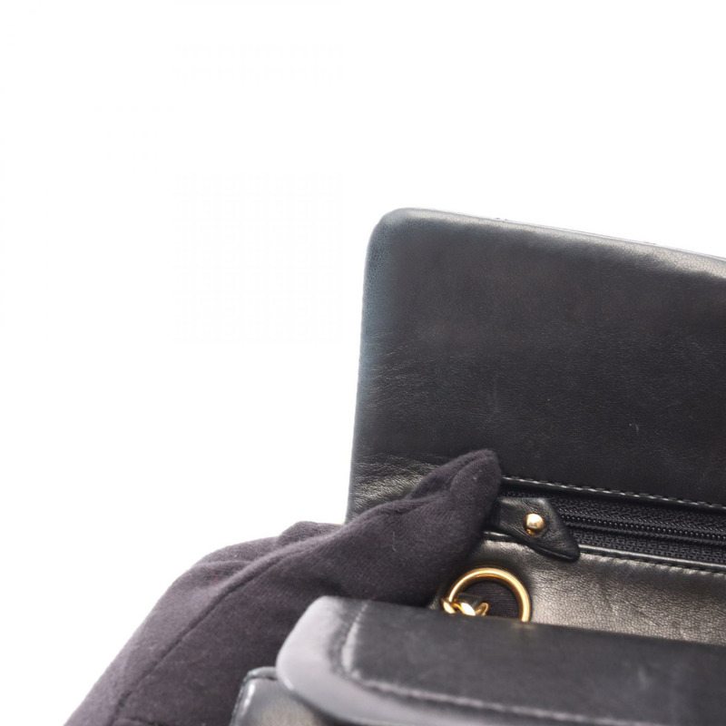 香奈兒 (CHANEL) Matelasse W 翻蓋鏈條單肩包，羊皮材質，黑色，二手，女士，金色五金，COCO-12