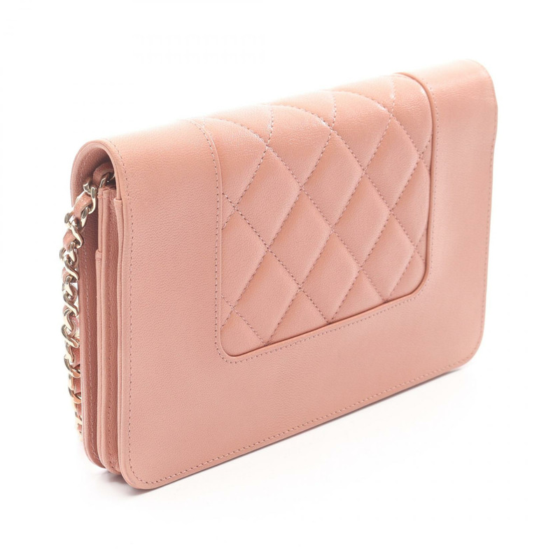 香奈兒 Mademoiselle 鏈條斜背包，粉紅色羊皮，二手，金色五金-1