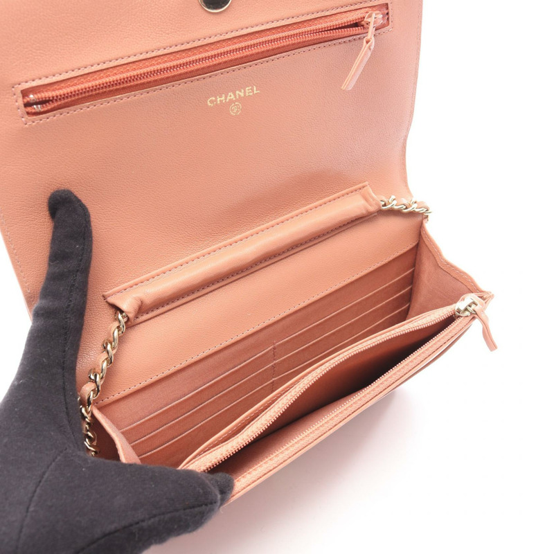 香奈兒 Mademoiselle 鏈條斜背包，粉紅色羊皮，二手，金色五金-2