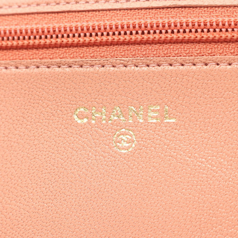 香奈兒 Mademoiselle 鏈條斜背包，粉紅色羊皮，二手，金色五金-3