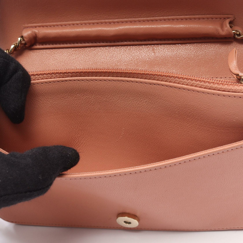 香奈兒 Mademoiselle 鏈條斜背包，粉紅色羊皮，二手，金色五金-5