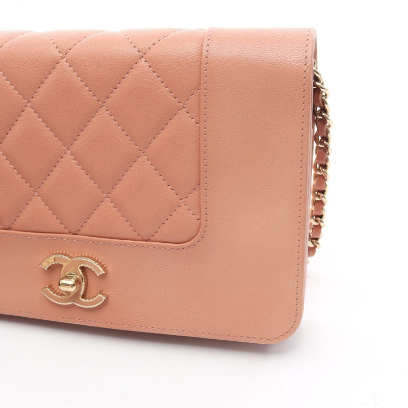 香奈兒 Mademoiselle 鏈條斜背包，粉紅色羊皮，二手，金色五金-7