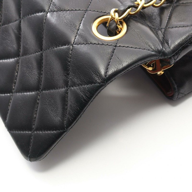 香奈兒迷你Matelasse 20鏈條斜挎包，羊皮材質，黑色，二手，金色五金-8