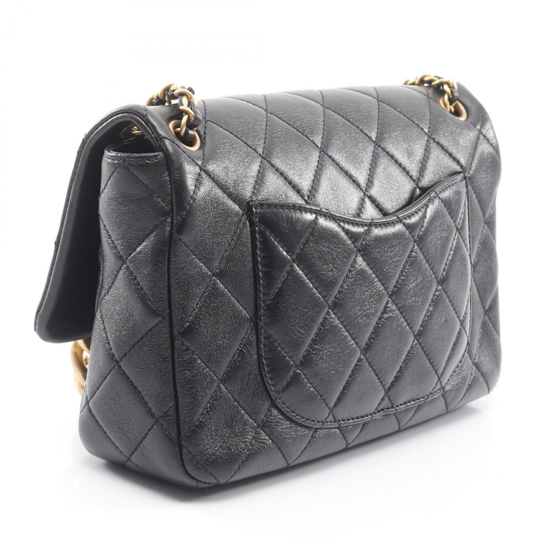 香奈兒 (CHANEL) 絎縫鏈條斜背包 AS31101 黑色皮革二手金色五金-1