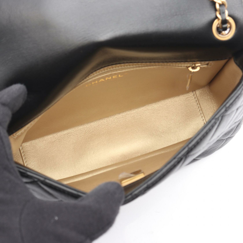 香奈兒 (CHANEL) 絎縫鏈條斜背包 AS31101 黑色皮革二手金色五金-2