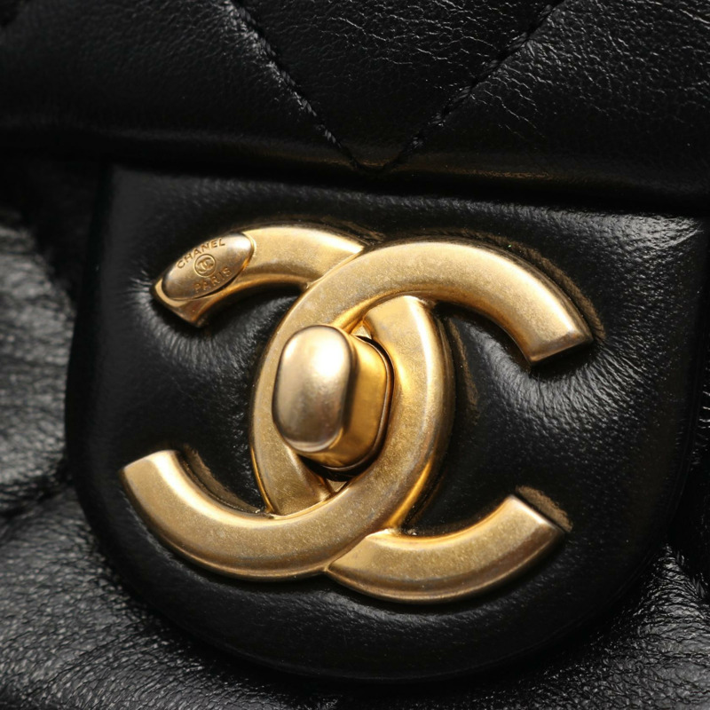 香奈兒 (CHANEL) 絎縫鏈條斜背包 AS31101 黑色皮革二手金色五金-9