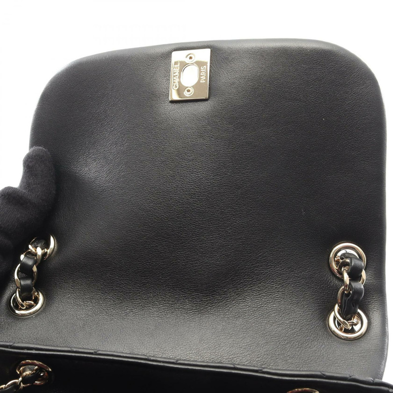 香奈兒 (CHANEL) 絎縫雙肩包/背包/鏈條肩帶 AS3618 羊皮黑 二手 金色五金-5