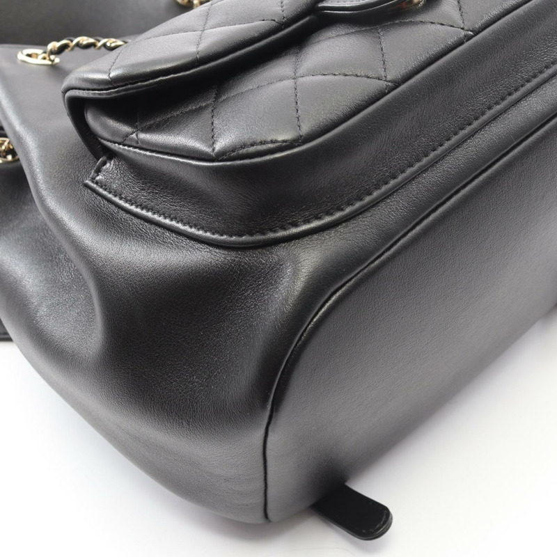 香奈兒 (CHANEL) 絎縫雙肩包/背包/鏈條肩帶 AS3618 羊皮黑 二手 金色五金-6