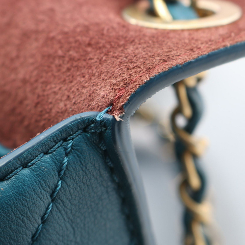 香奈兒 (CHANEL) 絎縫鏈條單背包 AS1094 羊皮 土耳其藍 二手 金色五金-8