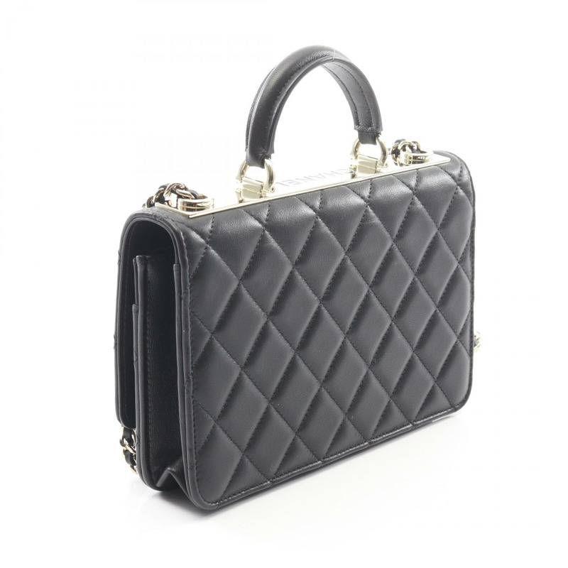 香奈兒 (CHANEL) Trendy CC 頂部手柄鏈條肩背斜挎包，羊皮材質，黑色，金色五金-1