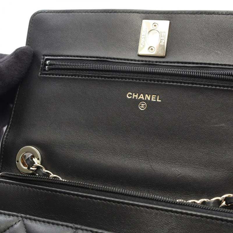 香奈兒 (CHANEL) Trendy CC 頂部手柄鏈條肩背斜挎包，羊皮材質，黑色，金色五金-5