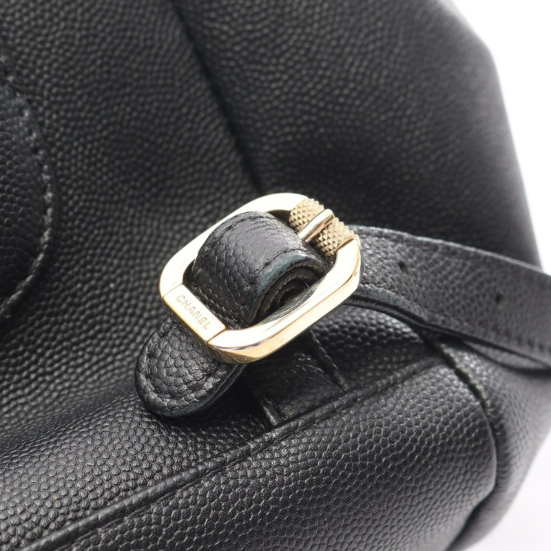 香奈兒 (CHANEL) 絎縫雙肩包/背包/鏈條肩帶 AS3530 皮革 黑色 GHW 二手-8