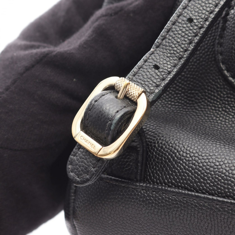 香奈兒 (CHANEL) 絎縫雙肩包/背包/鏈條肩帶 AS3530 皮革 黑色 GHW 二手-9