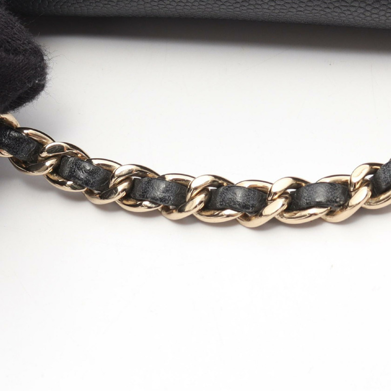 香奈兒 (CHANEL) 絎縫雙肩包/背包/鏈條肩帶 AS3530 皮革 黑色 GHW 二手-12