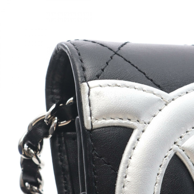 香奈兒 Cambon 系列鏈條肩背斜背包，黑色銀色皮革，二手女款-5