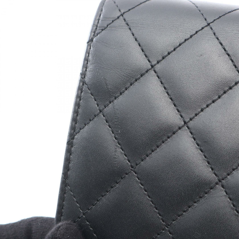 香奈兒 Cambon 系列鏈條肩背斜背包，黑色銀色皮革，二手女款-6