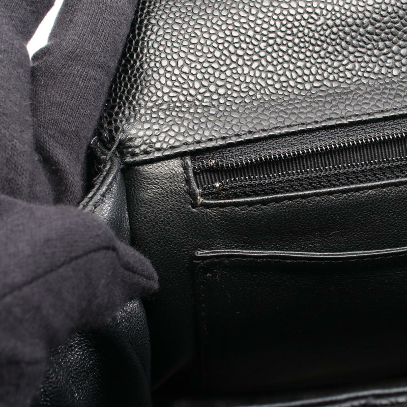 香奈兒 (CHANEL) Matelasse 手提包，小牛皮，黑色，金色五金，二手，女士 CC-5