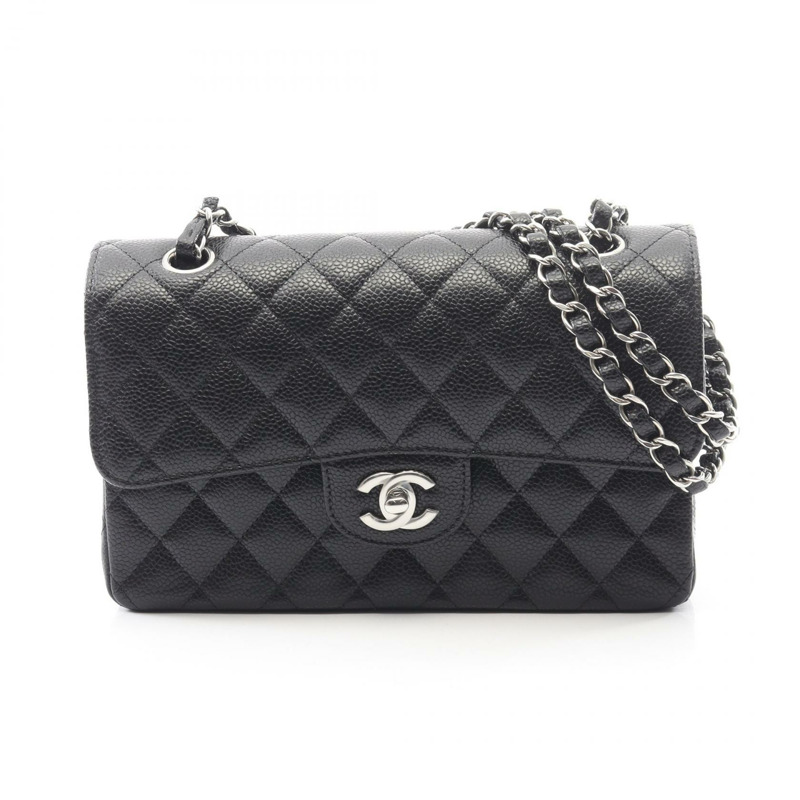 香奈兒 (CHANEL) Matelasse 雙蓋鏈條肩背包 A01113 小牛皮 黑色 SHW 二手-0