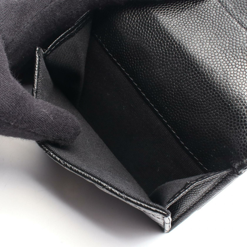 香奈兒經典款小翻蓋三折皮夾 AP0230 小牛皮 黑 GHW CC-3