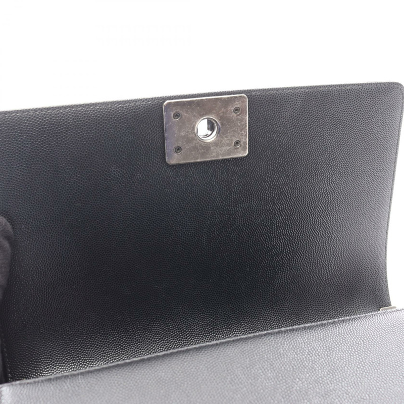 香奈兒 Boy Chanel 鏈條肩背包，小牛皮，黑色，銀色五金，二手，女士，CC Coco-6