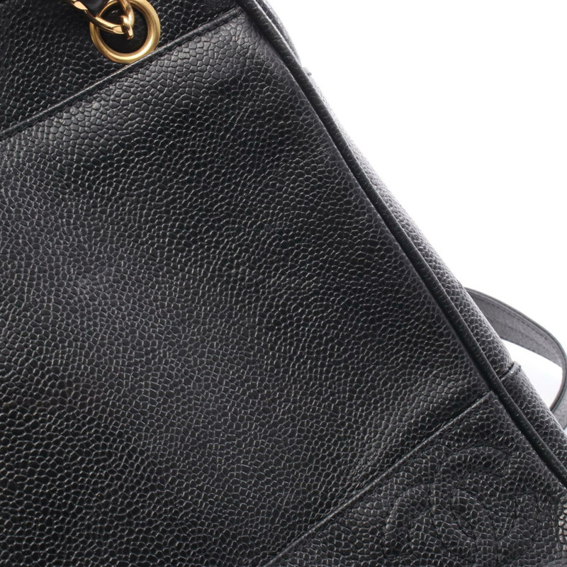 香奈兒三重 COCO 標誌鏈單背包，粒面小牛皮，黑色，二手-8