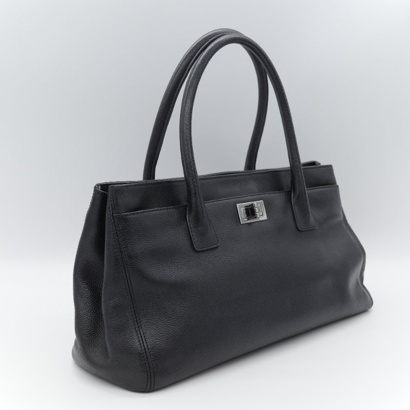 Chanel 香奈兒 Cerf Executive 黑色荔枝紋 小牛皮  托特包-1