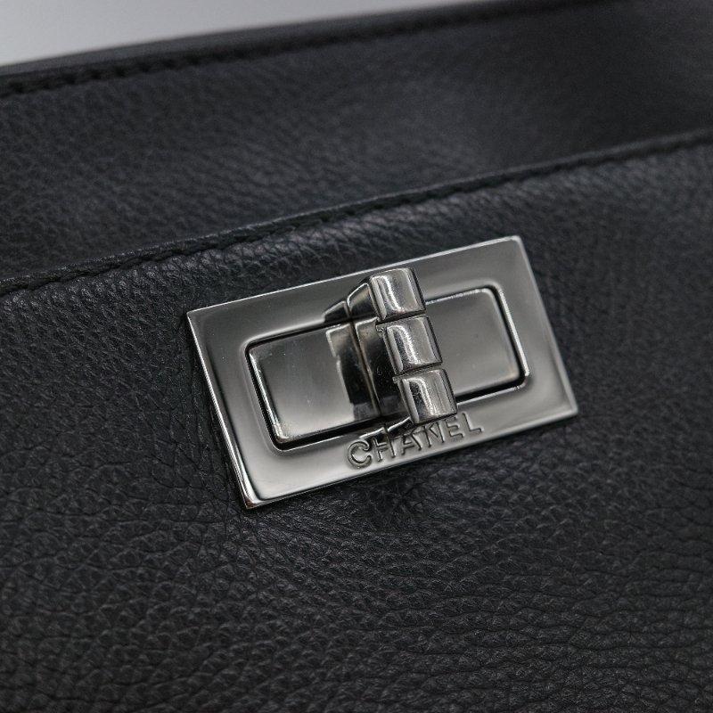 Chanel 香奈兒 Cerf Executive 黑色荔枝紋 小牛皮  托特包-5