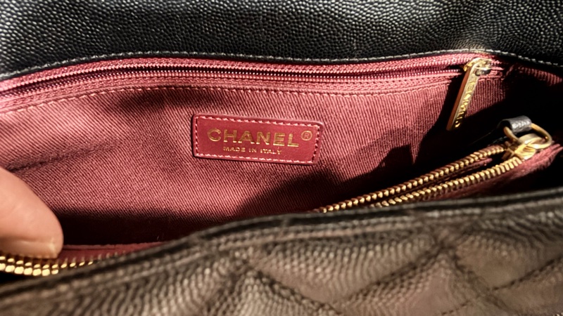 香奈兒 CHANEL COCO HANDLE 中號 黑色 做舊金鍊 荔枝紋牛皮-7