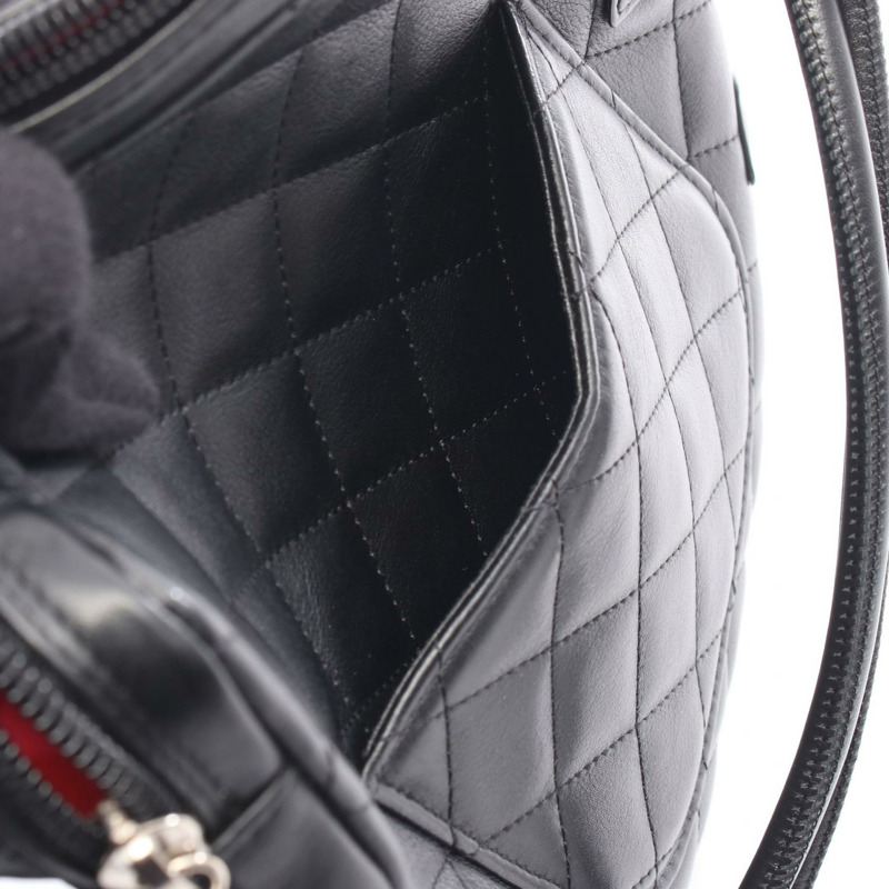 香奈兒 Cambon 系列斜背單肩包 A25178 黑色皮革二手女士 SHW-5