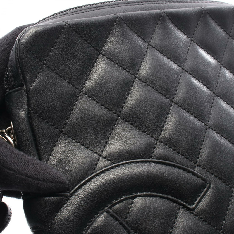 香奈兒 Cambon 系列斜背單肩包 A25178 黑色皮革二手女士 SHW-6